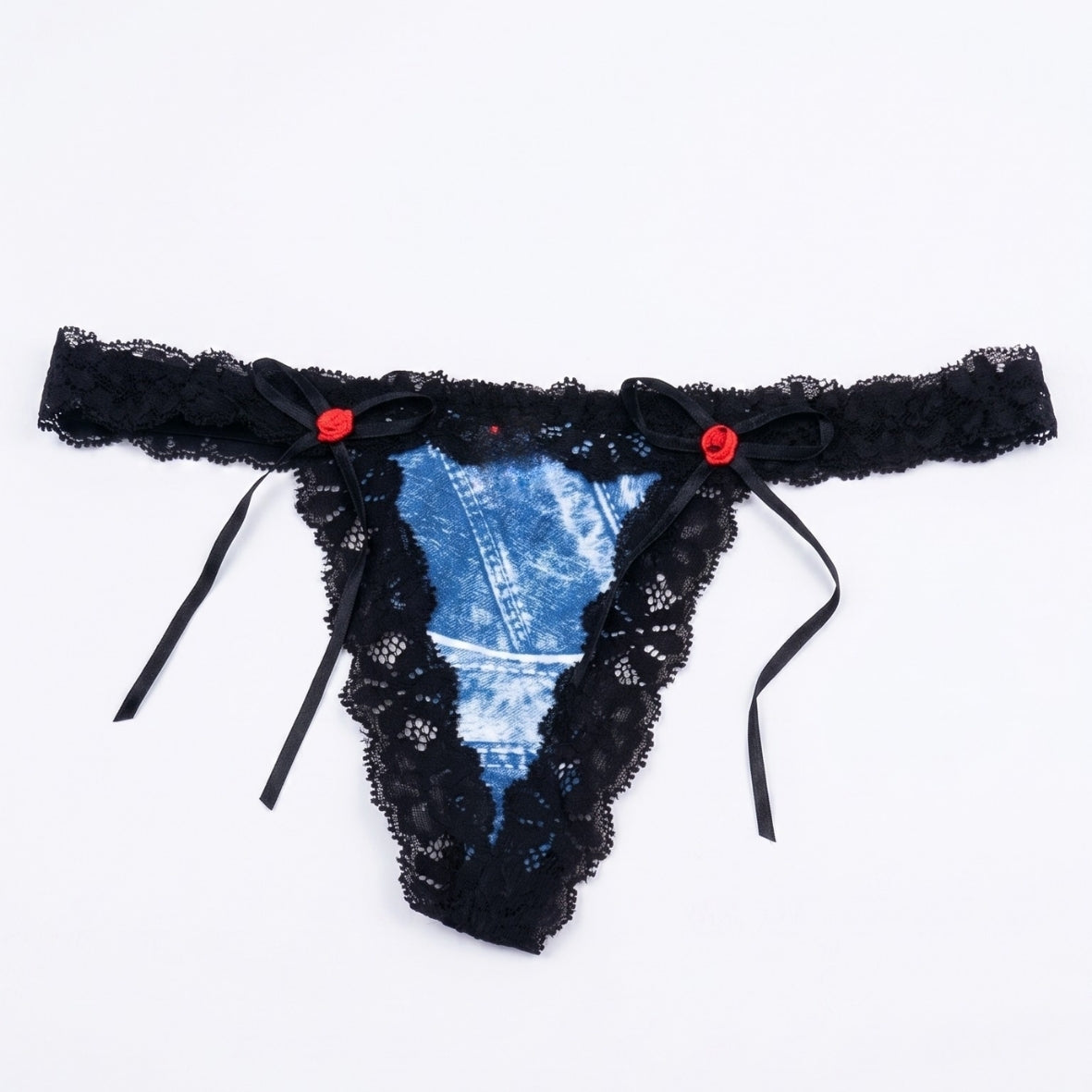 Midnight Denim Illusion Lace Thong