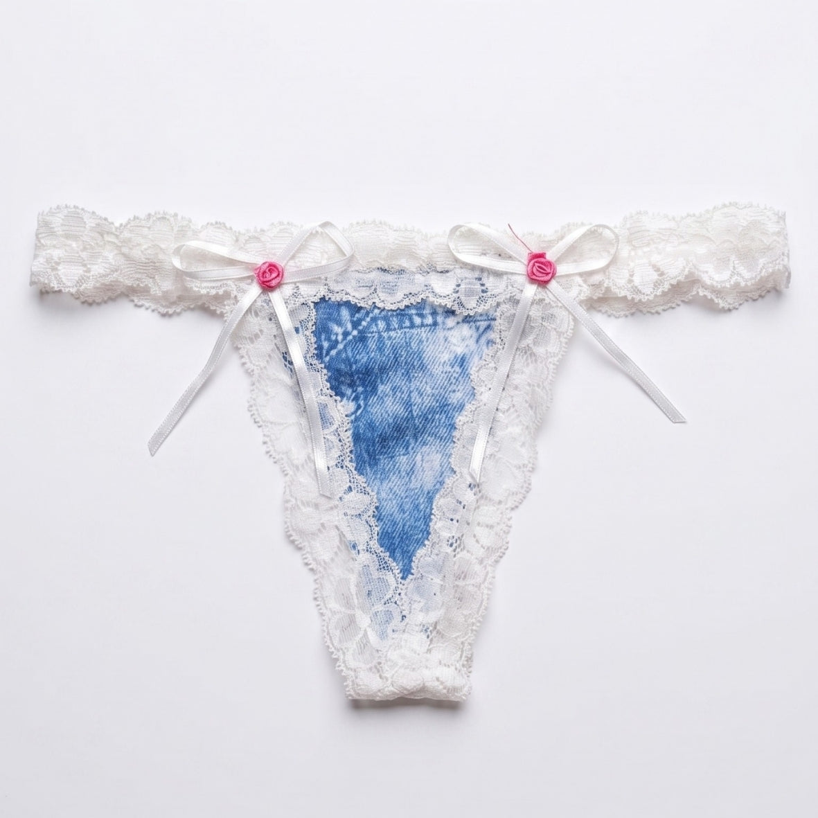 Midnight Denim Illusion Lace Thong