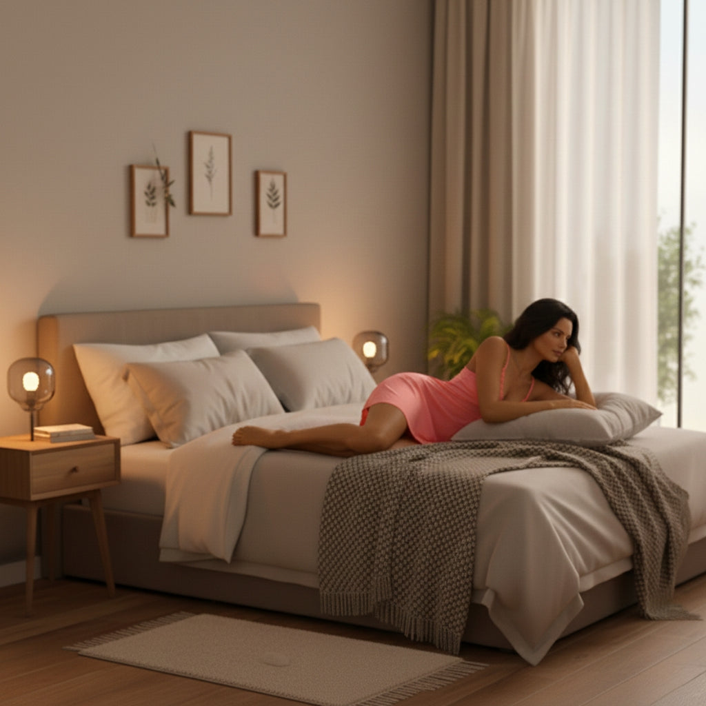 Blush V-Neck Lycra Cotton Bridal Night Dress