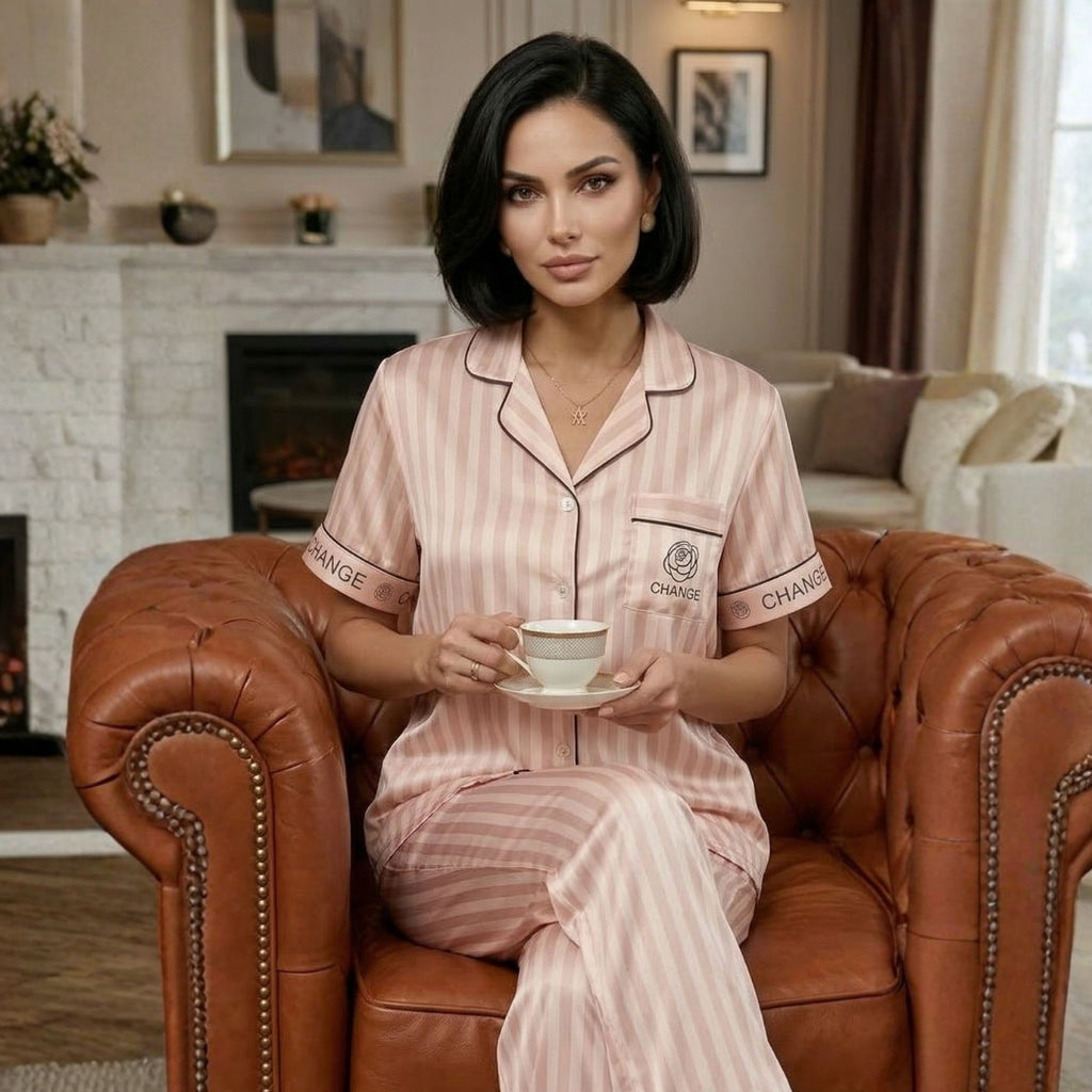 Luxury 3-Piece Padded Satin Night Suit Set