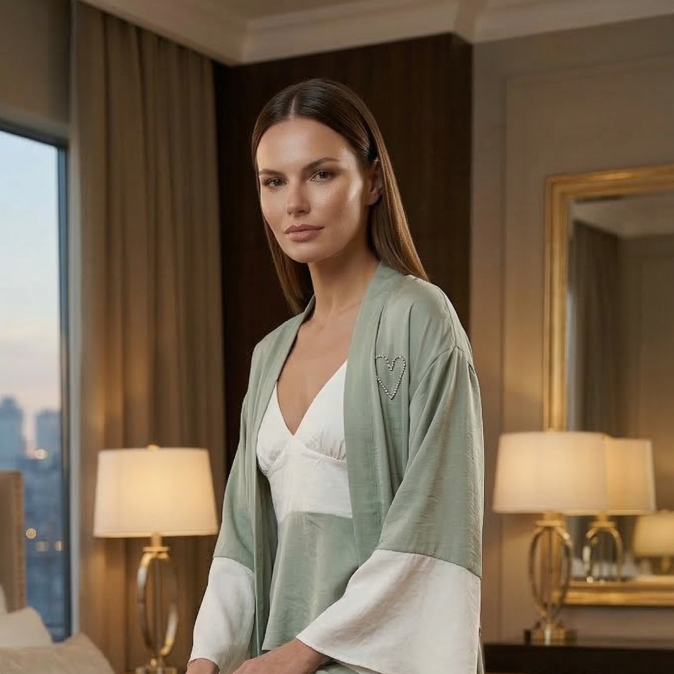Bridal Satin Nighty Set with Robe