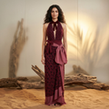 Velvet Bloom V-Cut Swimsuit & Sarong Set