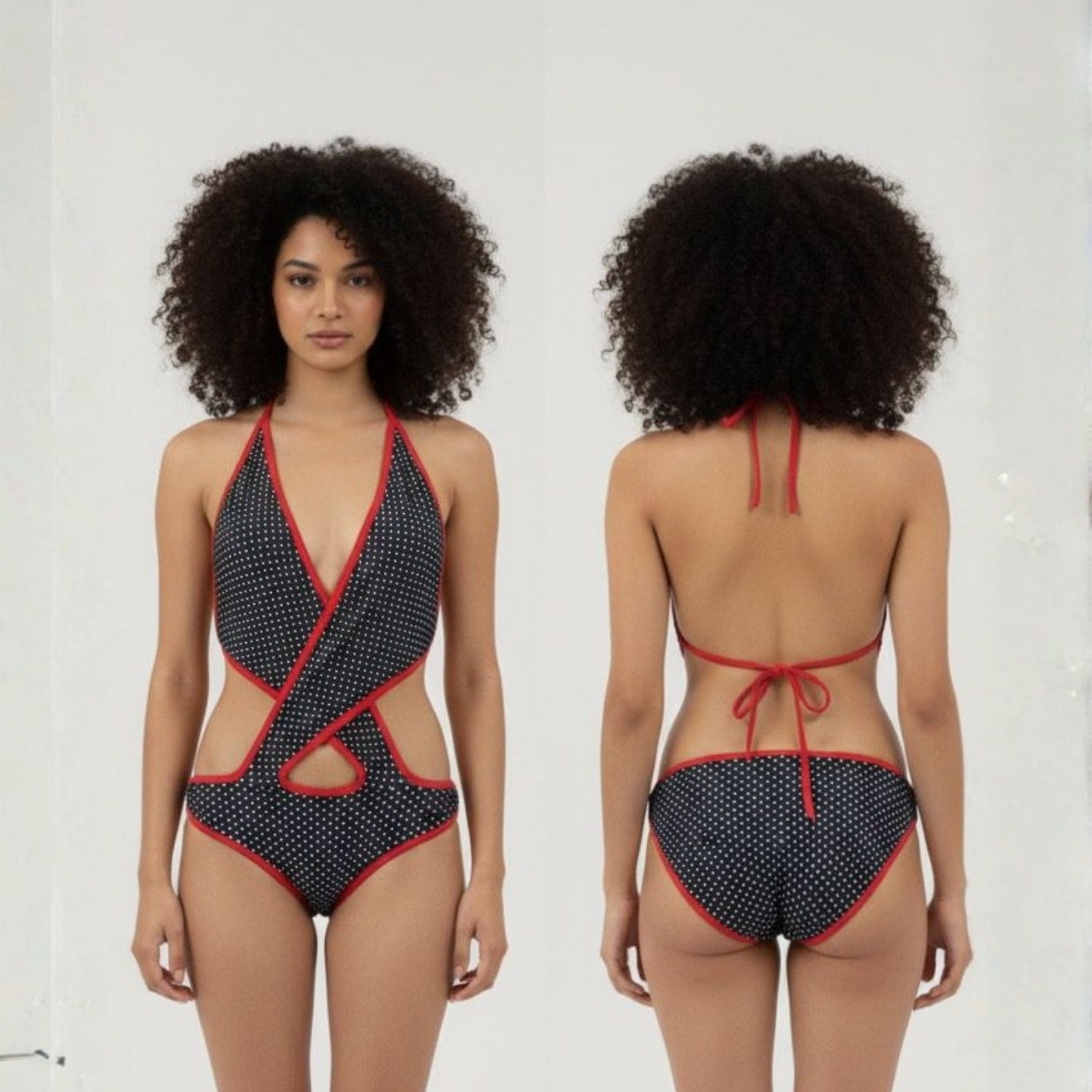 Criss-Cross Wrap Monokini Swimsuit – Back Tie Backless Swimwear