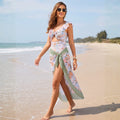 Printed V-Cut Swimming Costume with Sarong