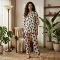 Ivory Bloom Satin Night Suit
