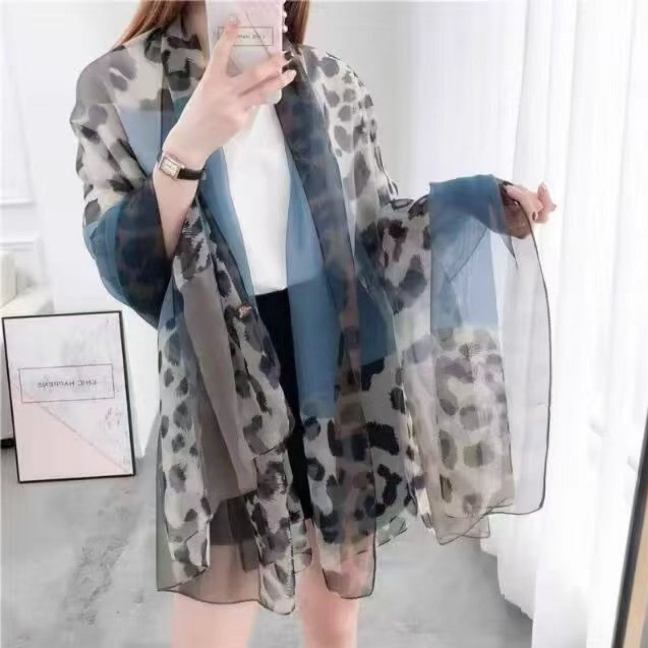 Leopard Print Chiffon Sarong Wrap
