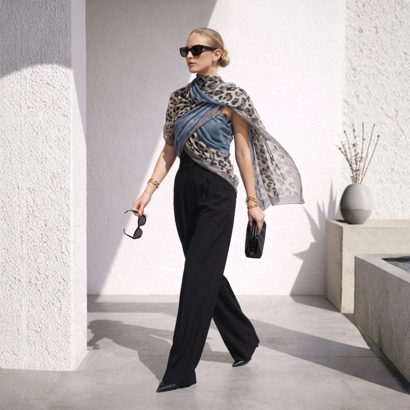 Leopard Print Chiffon Sarong Wrap
