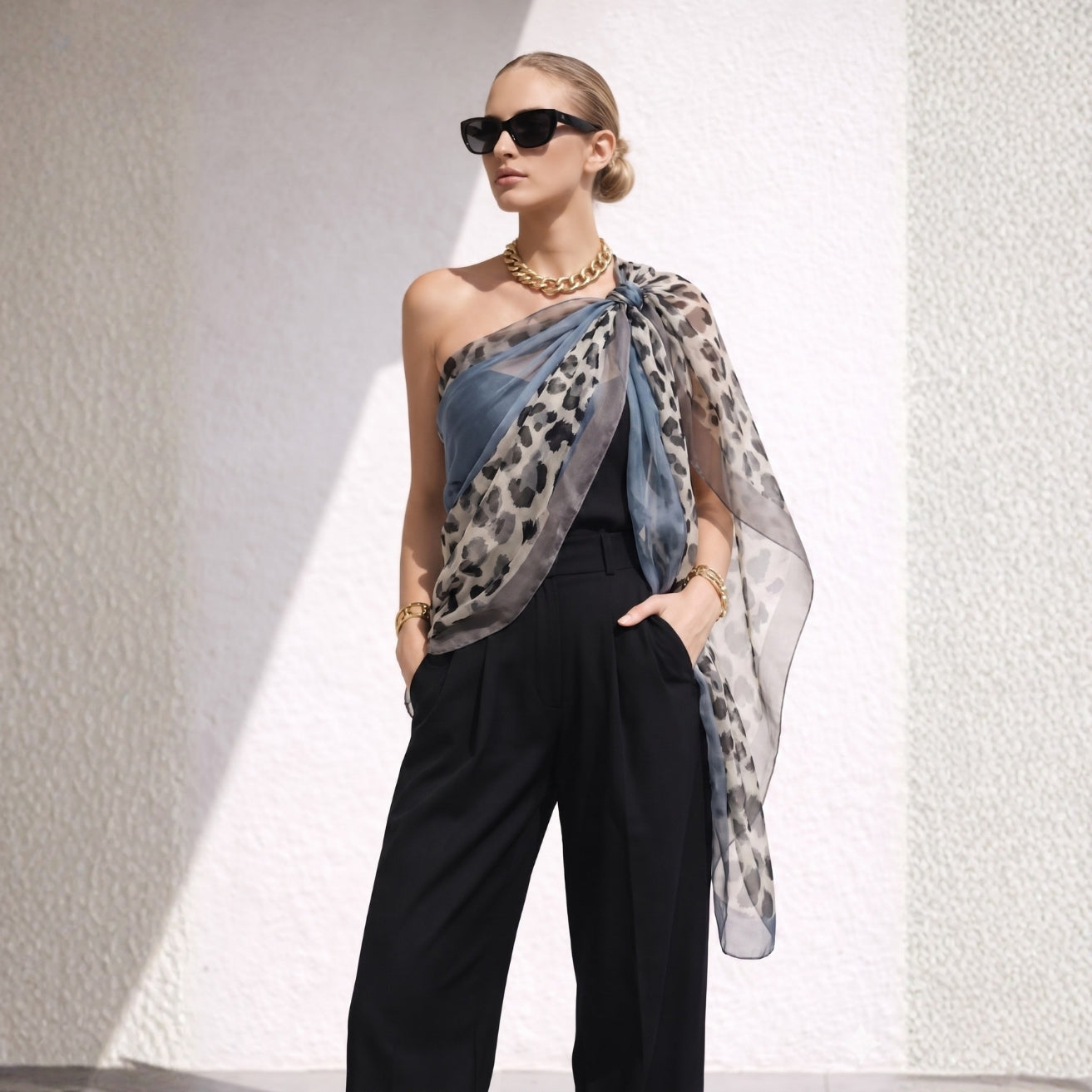 Leopard Print Chiffon Sarong Wrap