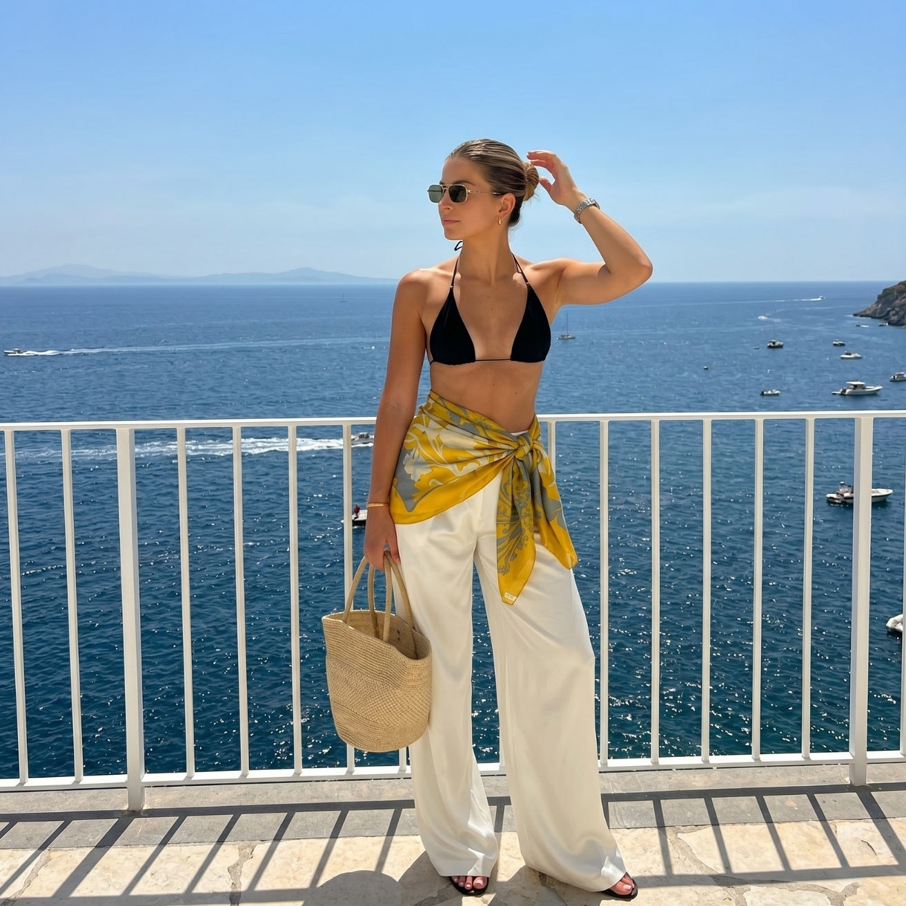 Mustard Yellow Floral Print Chiffon Sarong