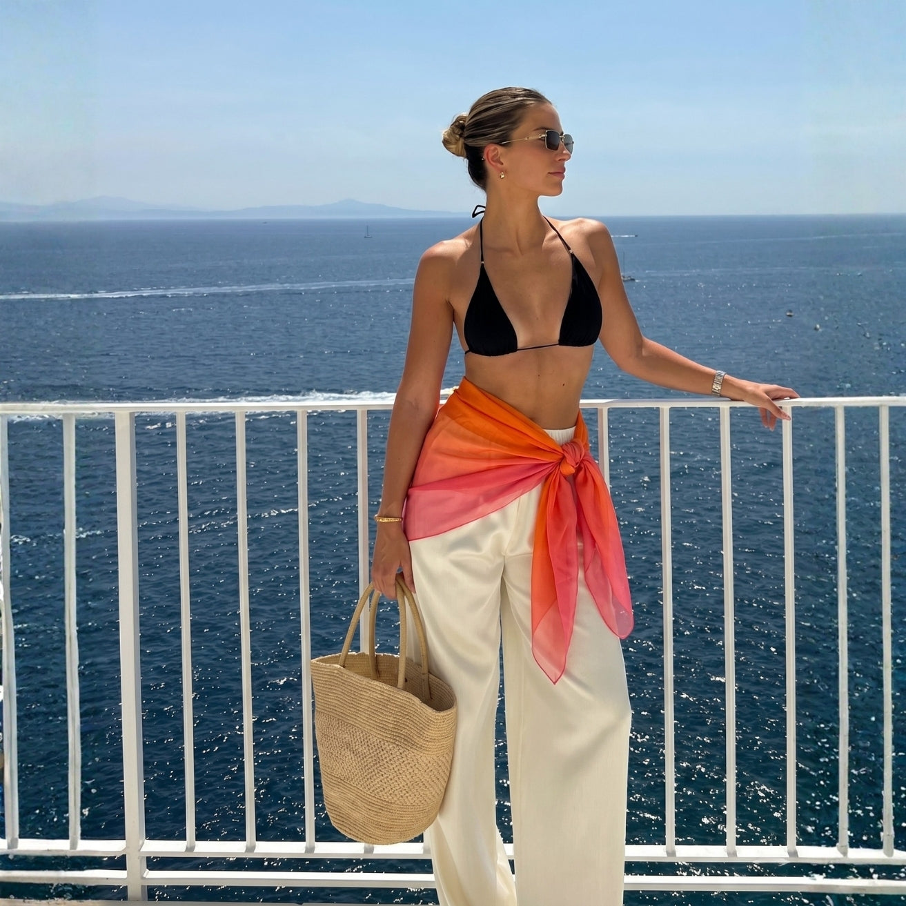 Orange & Pink Ombre Chiffon Sarong