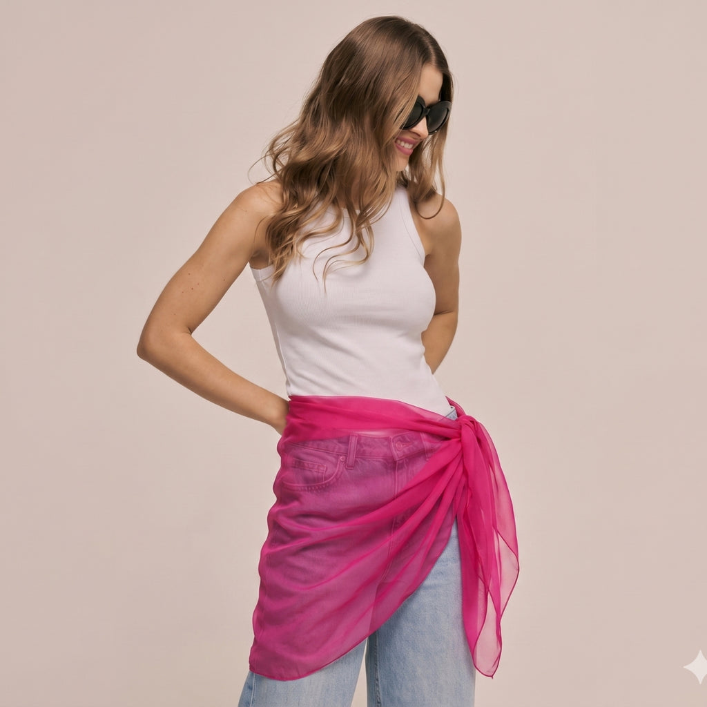 Solid Pink Chiffon Sarong
