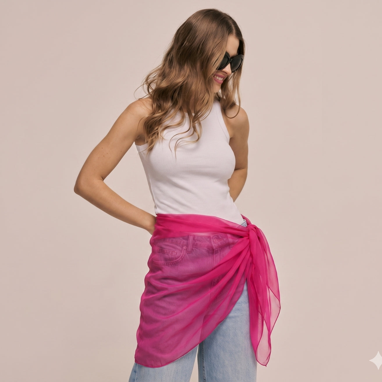 Solid Pink Chiffon Sarong