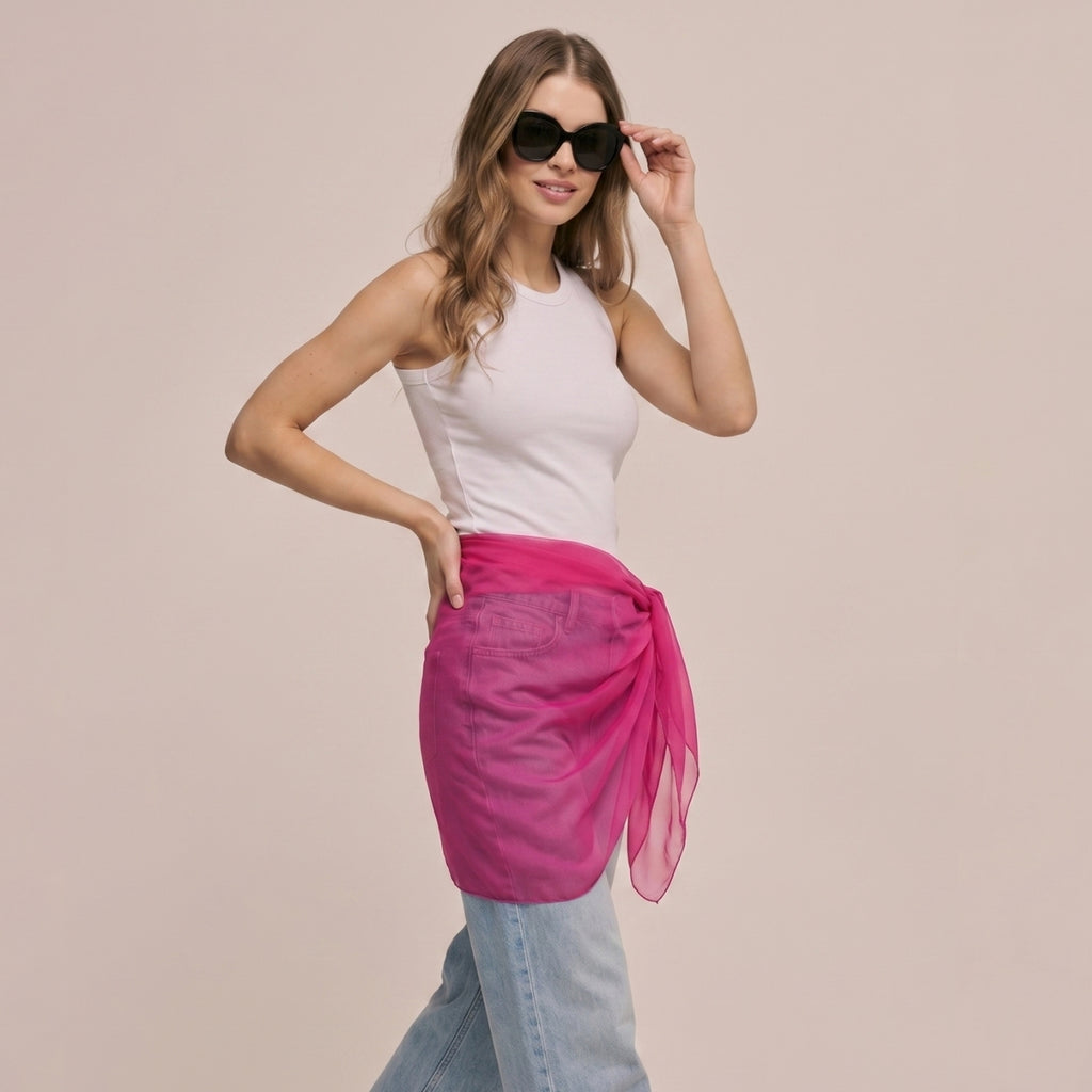 Solid Pink Chiffon Sarong