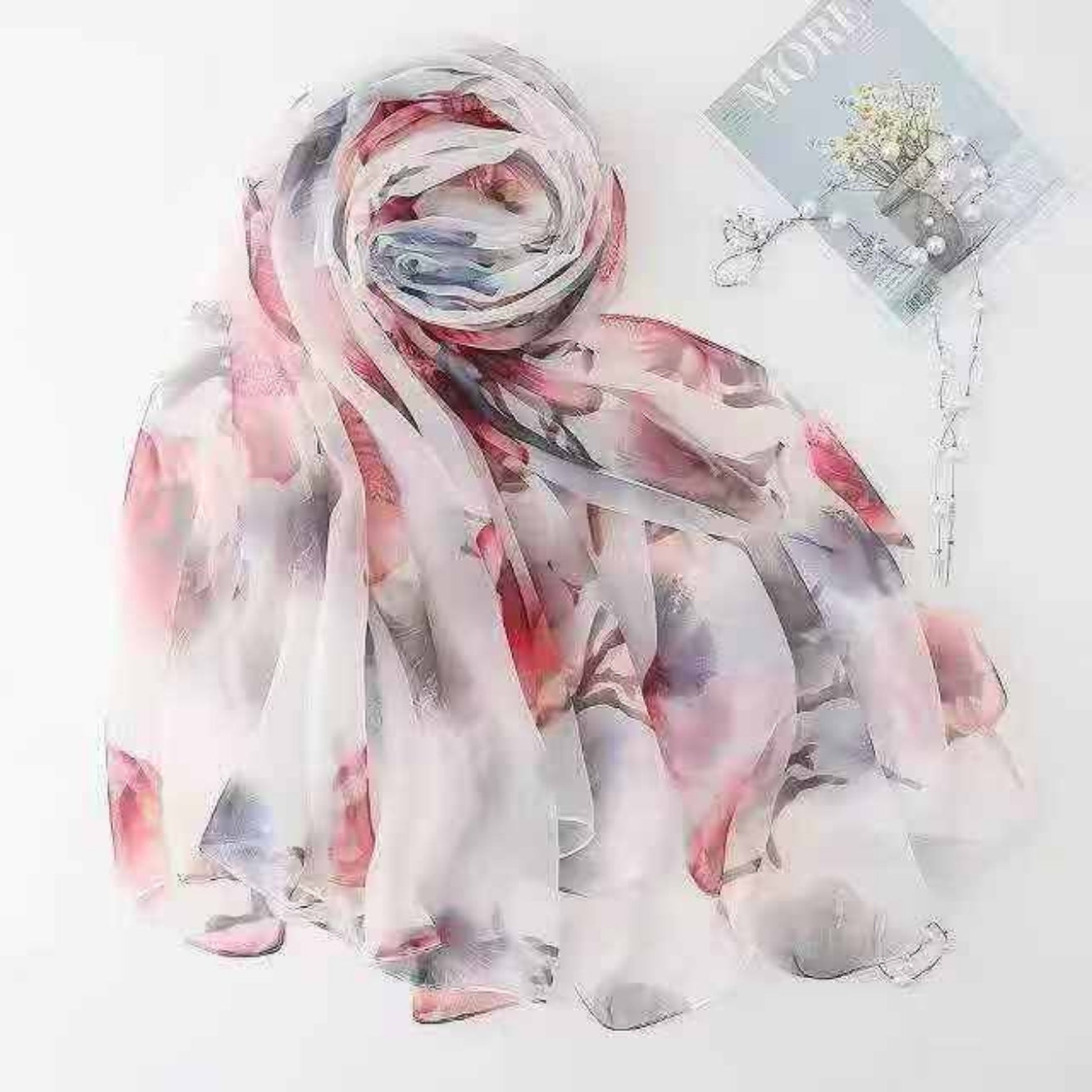 Grey Printed Chiffon Sarong Cover-Up