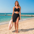 Black Swim Top & Wrap Skirt Set