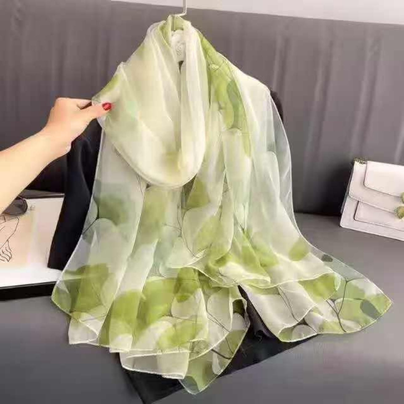 Green Printed Chiffon Sarong Cover-Up