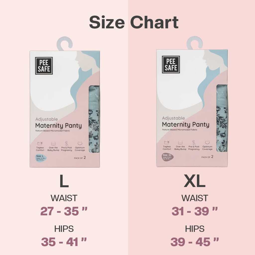 PEE SAFE Adjustable Maternity Panty Pack of 2 – High Waist Over Bump Pregnancy Panty