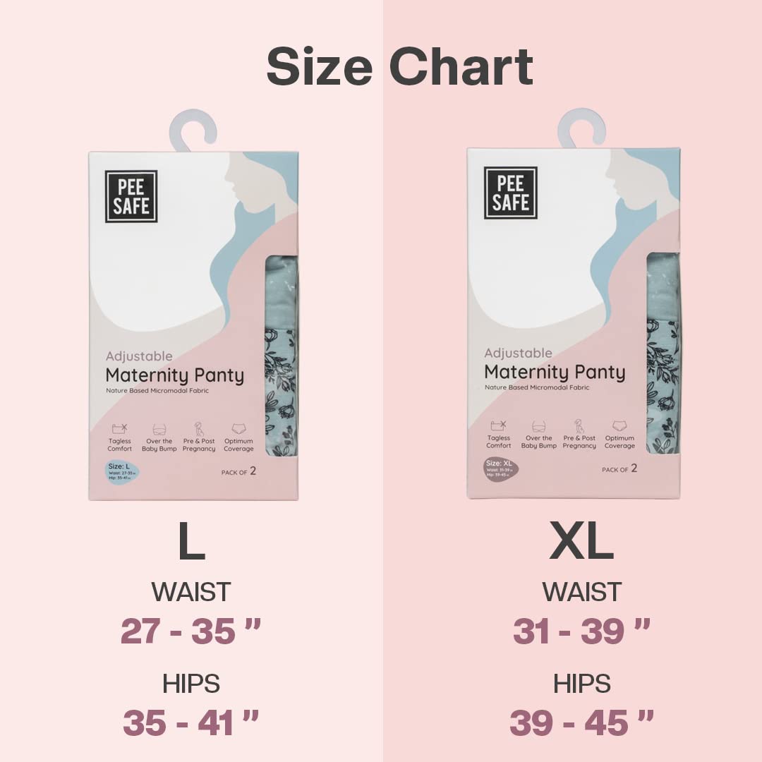PEE SAFE Adjustable Maternity Panty Pack of 2 – High Waist Over Bump Pregnancy Panty