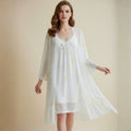 Off-White With Pink Printed Nighty Gown Set