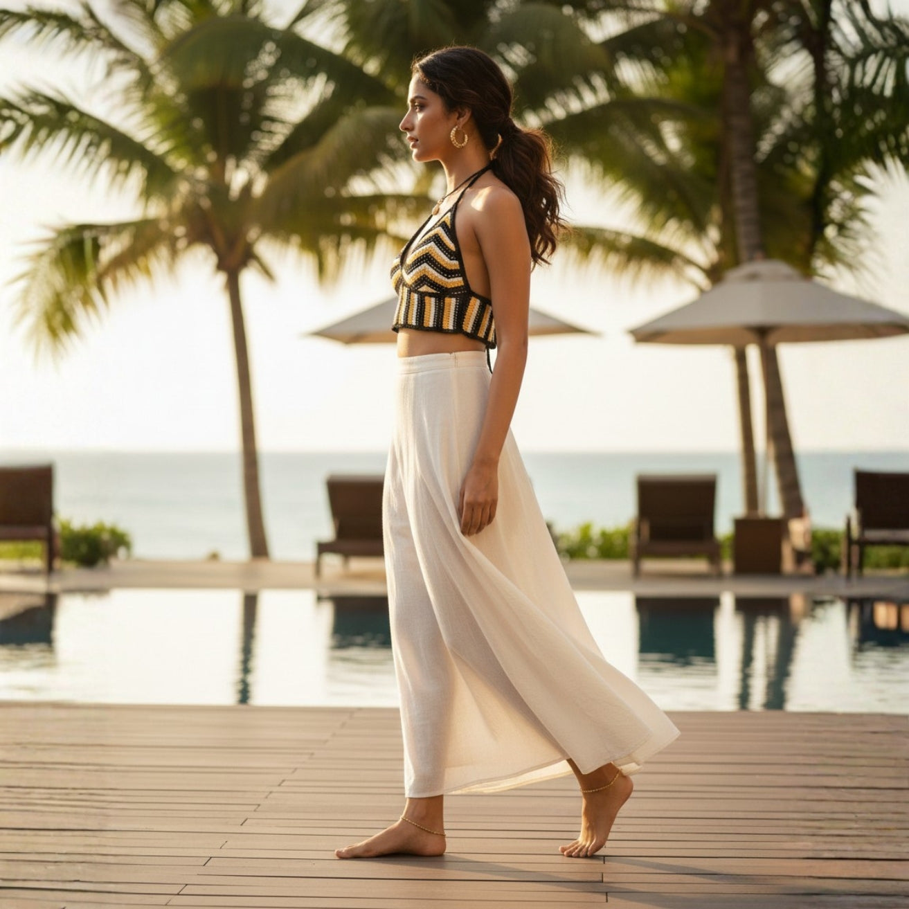 Black & Yellow Crochet Swim Top