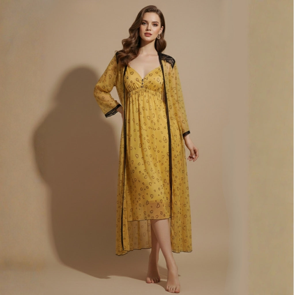 Yellow Nighty Gown Set