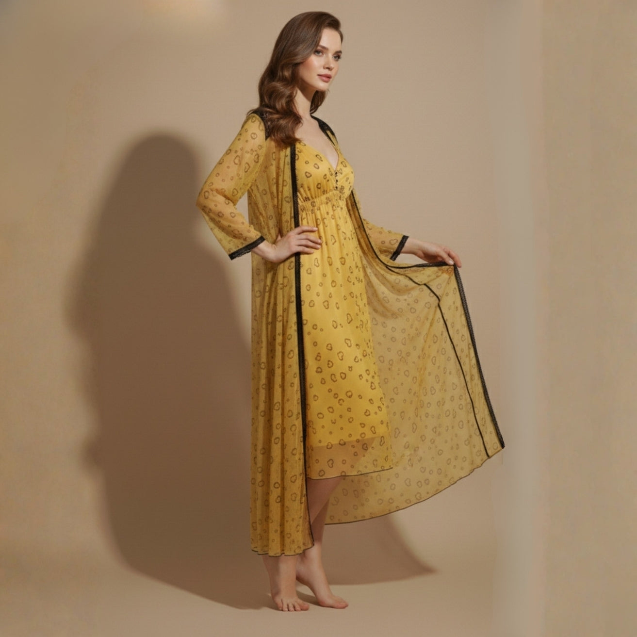 Yellow Nighty Gown Set