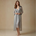 Grey Printed Night Gown Set