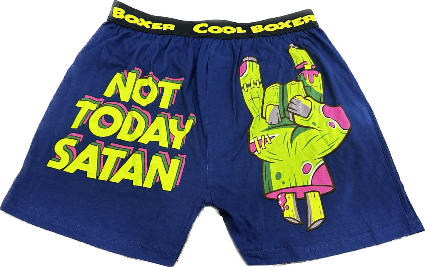 Men "NOT TODAY SATAN" Cartoon Boxer