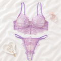 Purple Fancy Underwired Bra Set