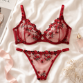 Maroon Fancy Underwired Bra Set
