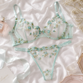 Green Fancy Underwired Bra Set