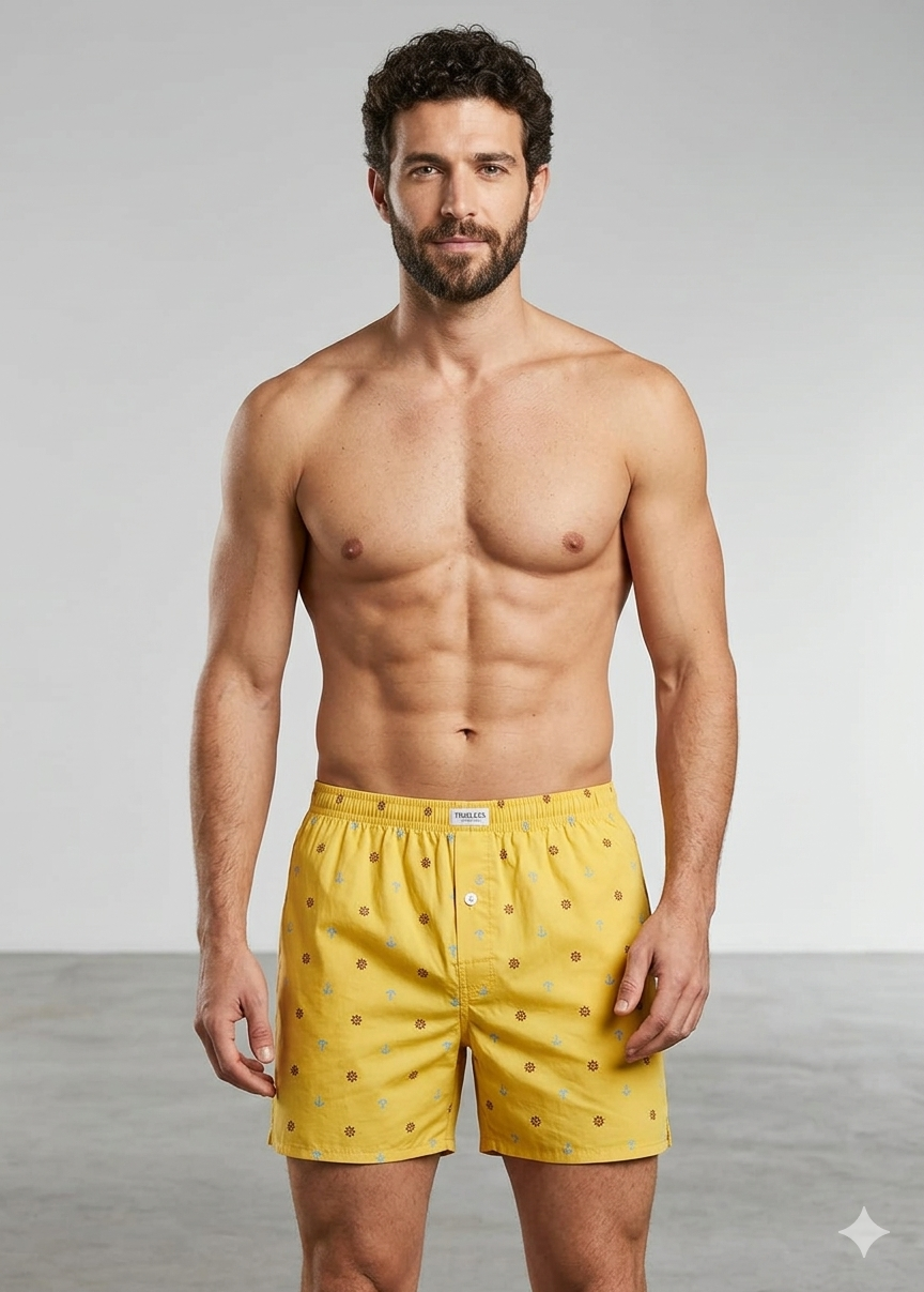 Yellow Printed Cotton Boxer