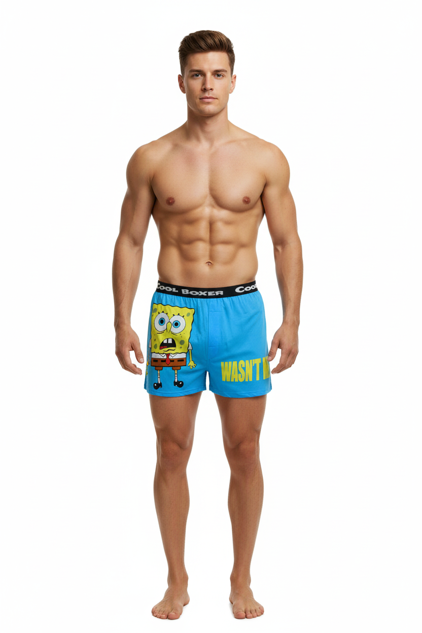 Men Blue "WASN'T ME" Cartoon Boxer
