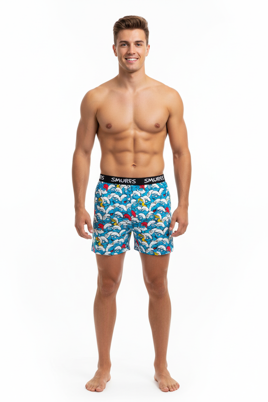 Men Blue 'SMURFS' Cartoon Boxer