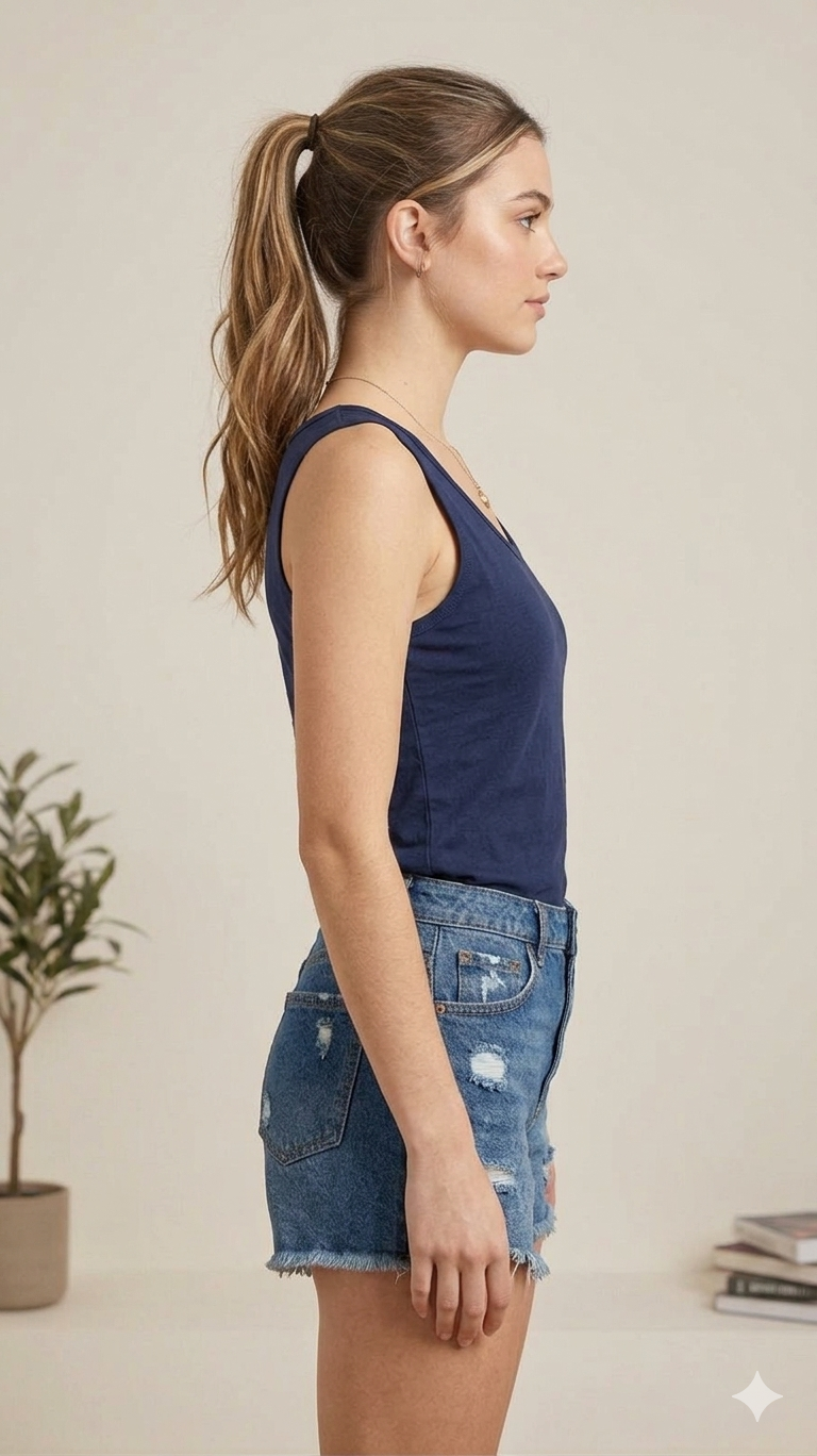 Navy Blue Broad Strap Modal Inner Tank Top