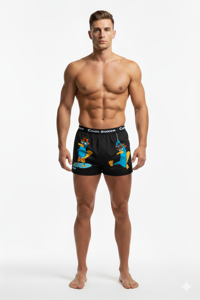 Men Black "CARTOON WITH HATS"Cartoon Boxer