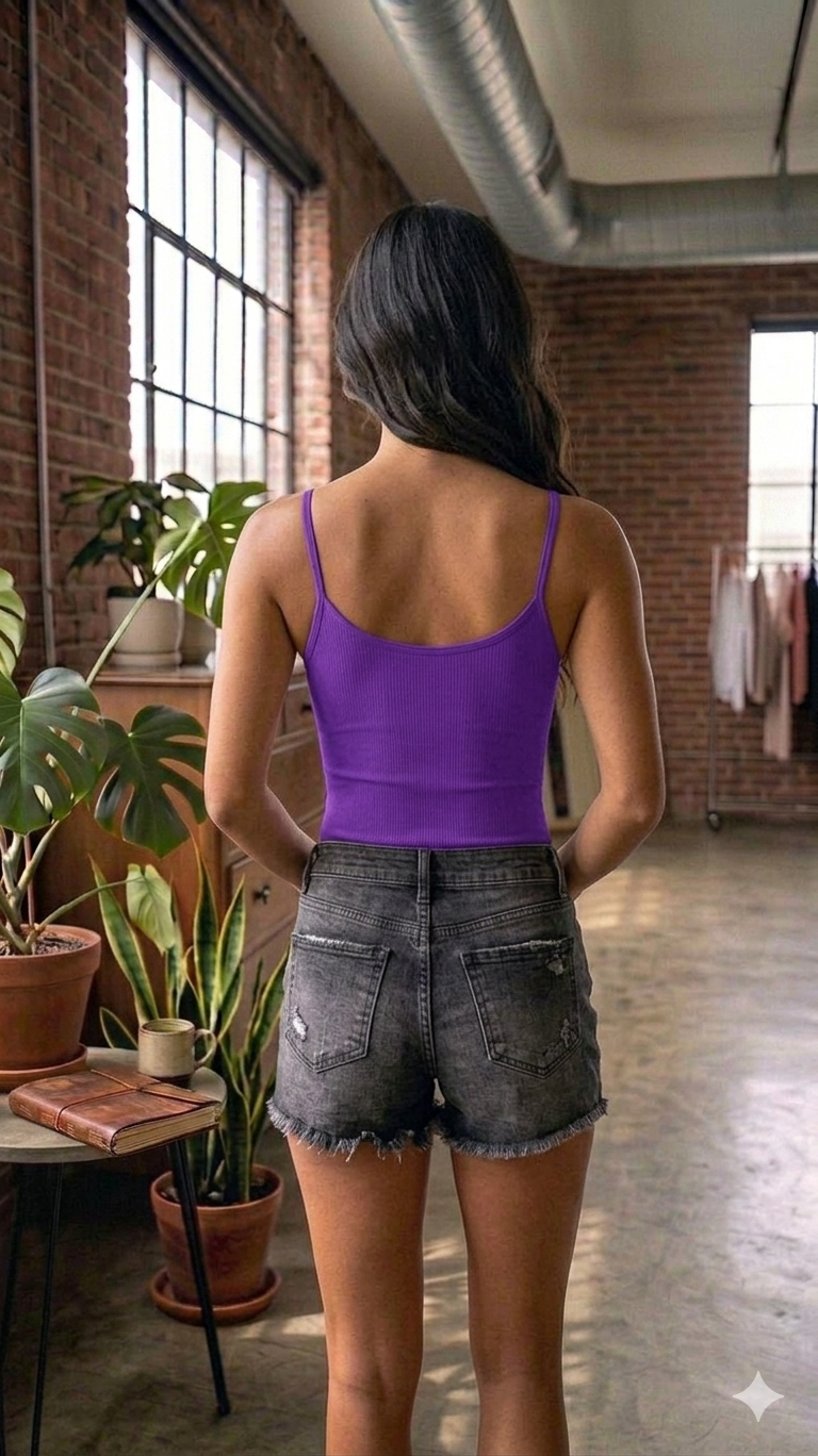 Purple Ribbed Camisole Style Body Shaper