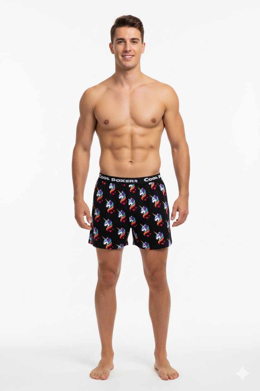 Men Black 'HORSE FACE' Cartoon Boxer