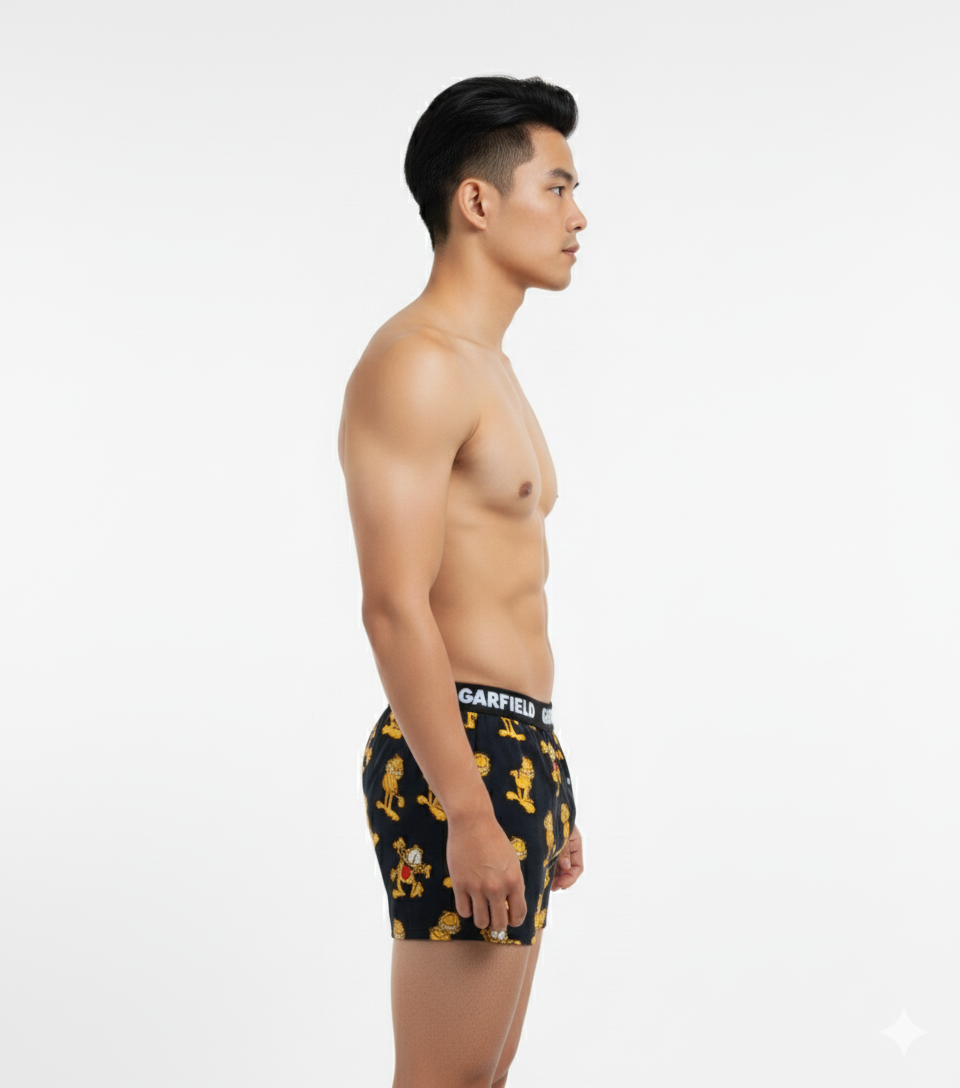 Men's Garfield Print Knitted Modal Lounge Boxer Shorts
