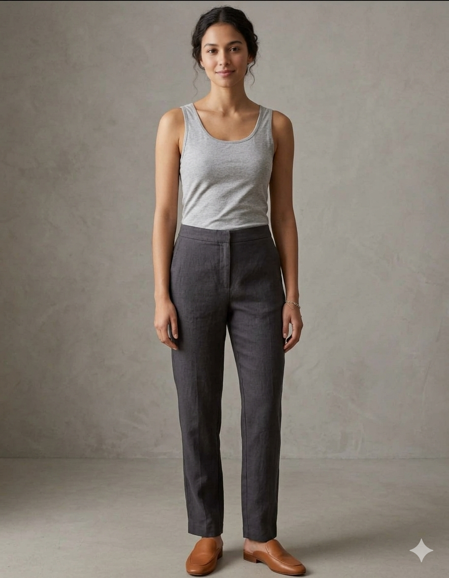 Grey Broad Strap Hosiery Inner Tank Top