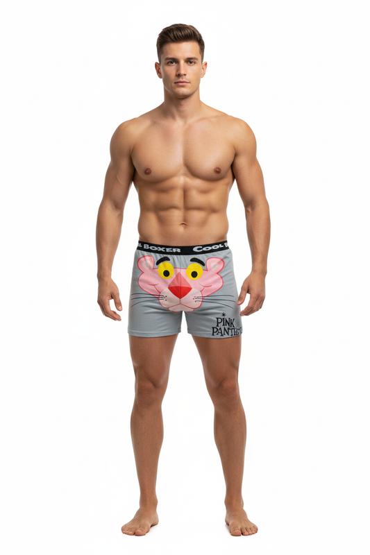 Men Grey "PINK PANTHER" Cartoon Boxer