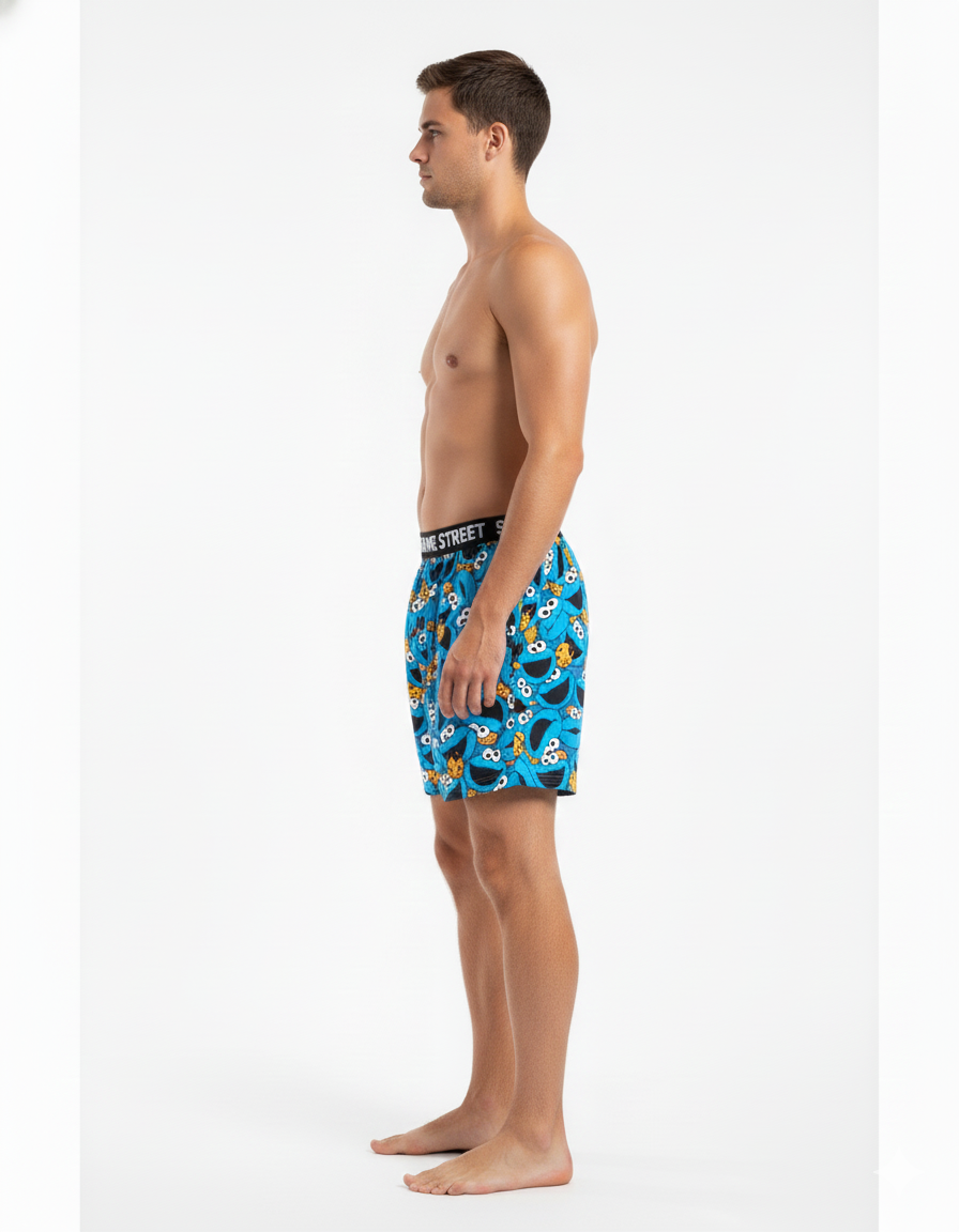 Men’s Sesame Street Quirky Print Knitted Modal Boxers – Blue