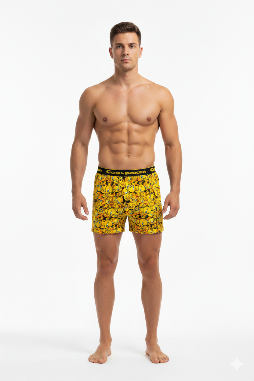 Men Yellow 'CHICKEN' Cartoon Boxer