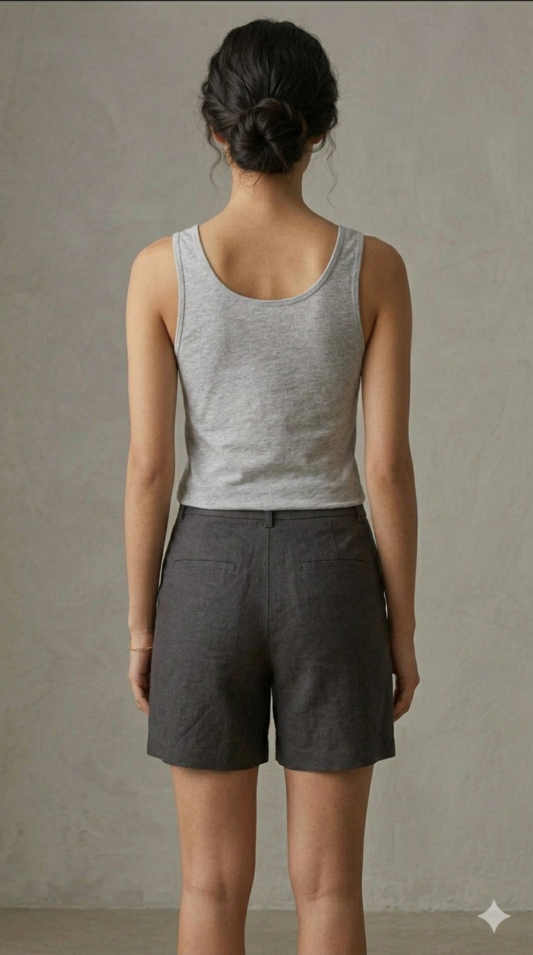 Grey Broad Strap Hosiery Inner Tank Top