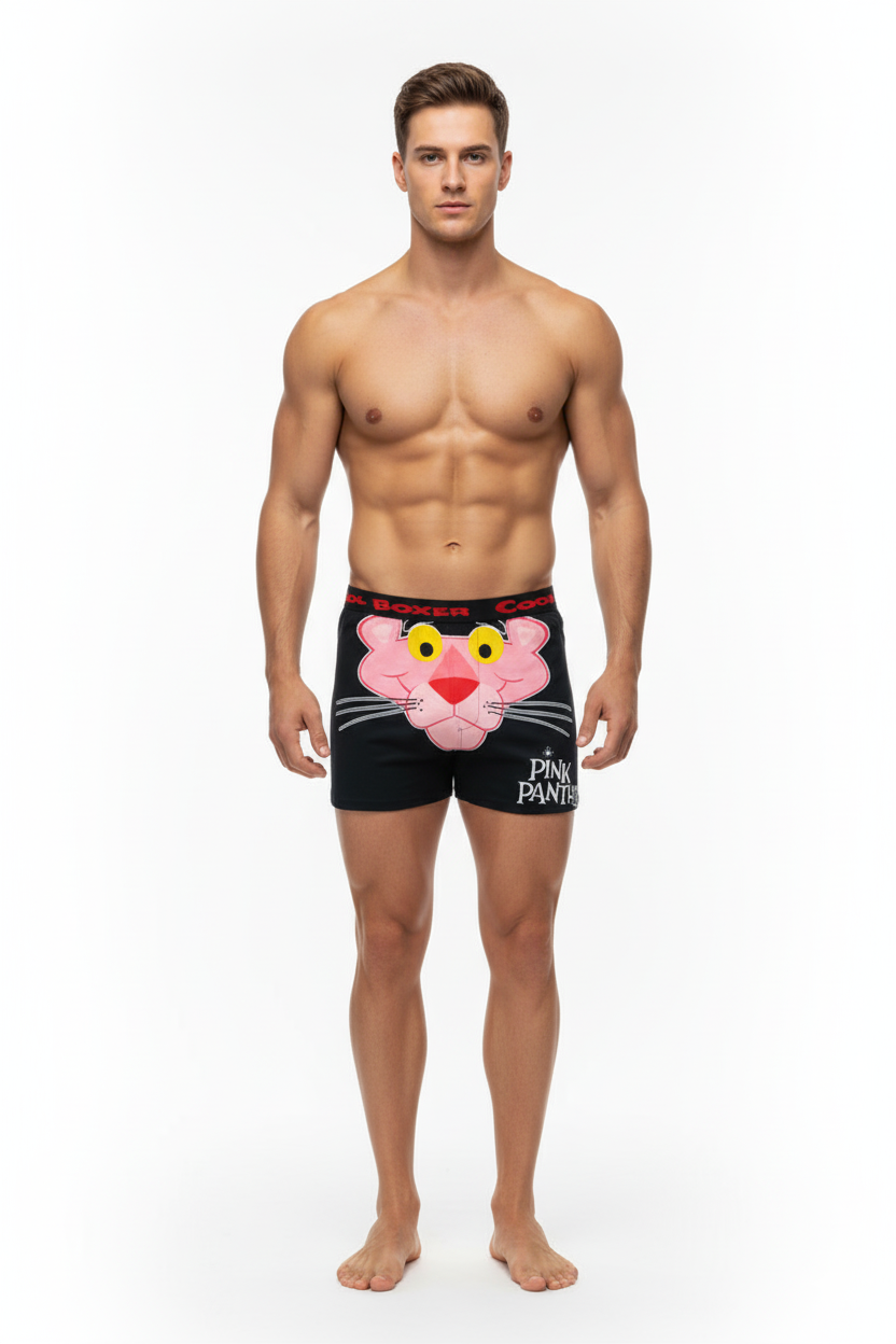 Men Black "PINK PANTHER" Cartoon Boxer