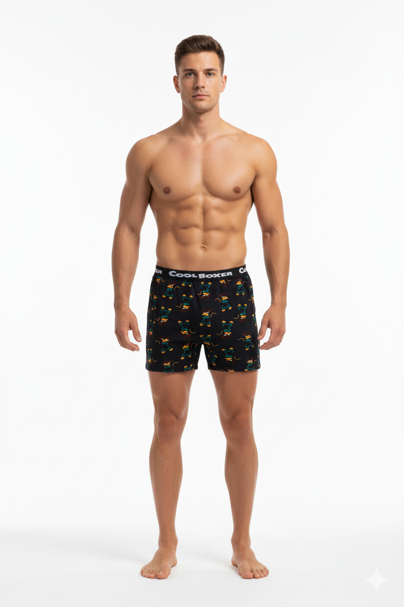 Men Black 'FUNNY MOUSE' Cartoon Boxer