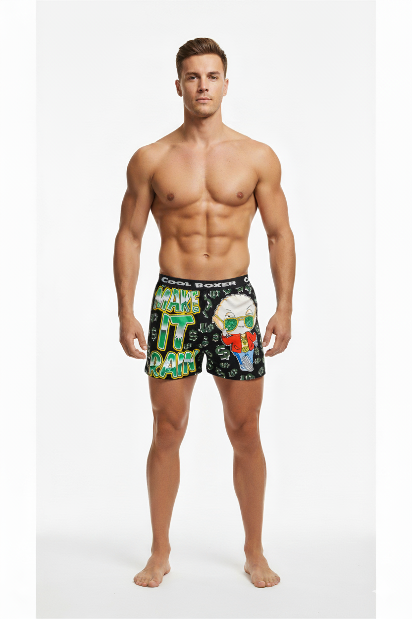 Men Dollar "MAKE IT RAIN" Cartoon Boxer