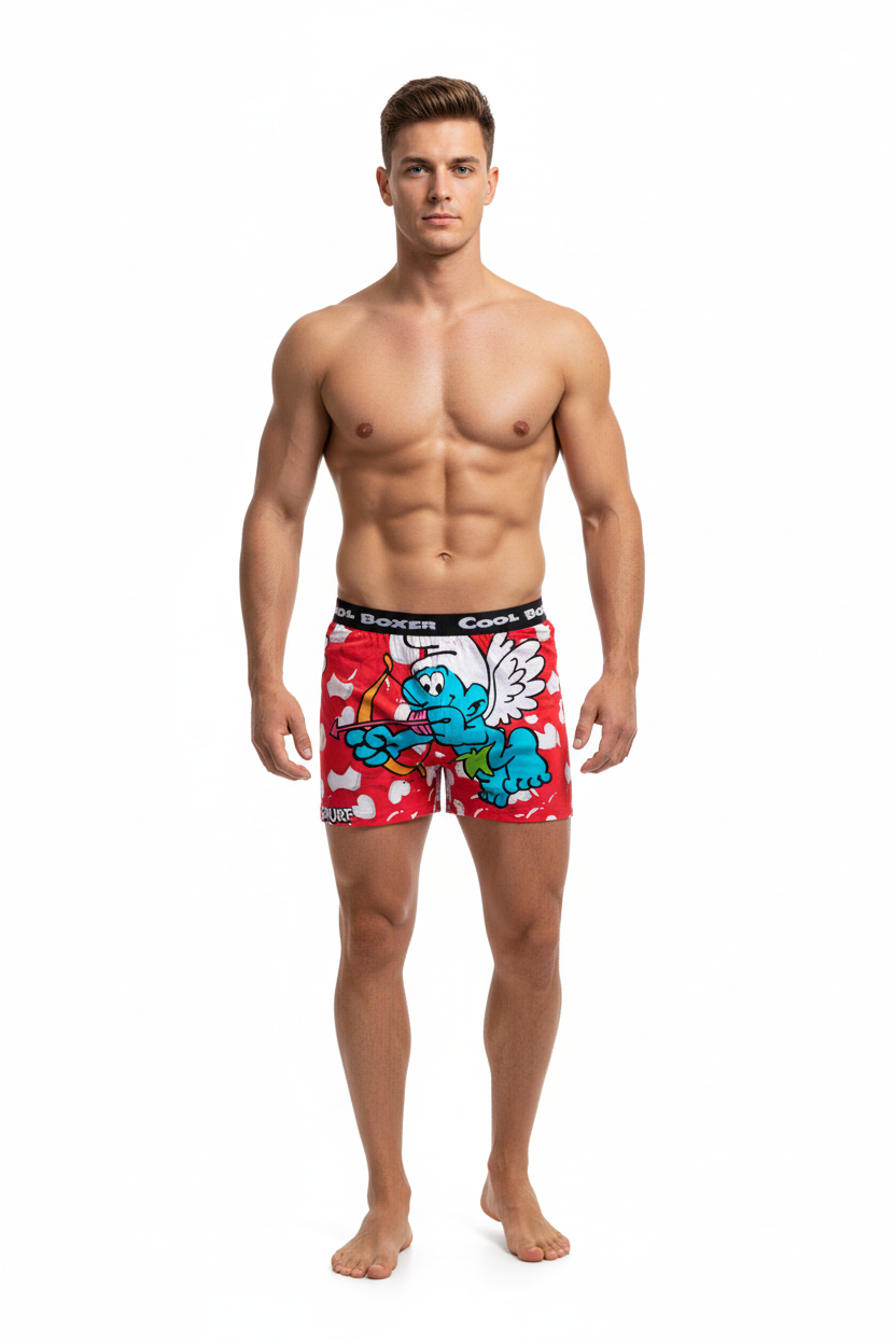 Men Red 'SMURFS LOVE' Cartoon Boxer