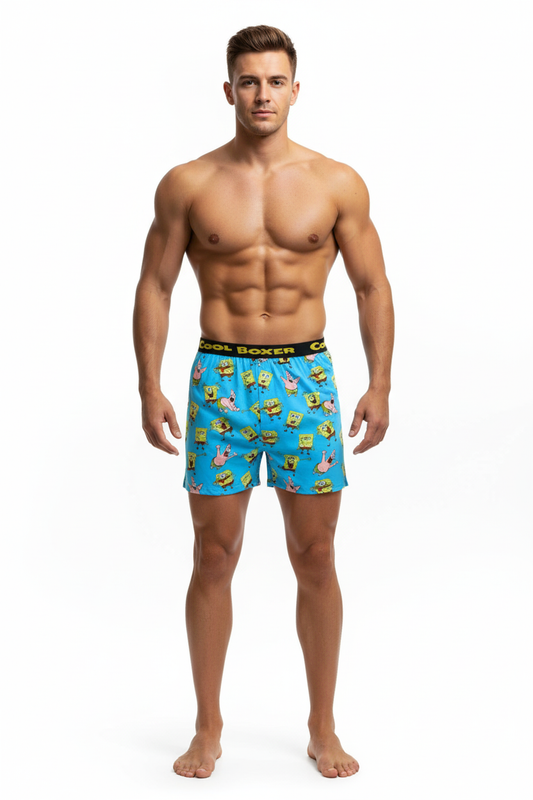 Men Blue "FUNNY FACES" Cartoon Boxer