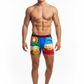 Men Blue "DUDE" Face Print Cartoon Boxer